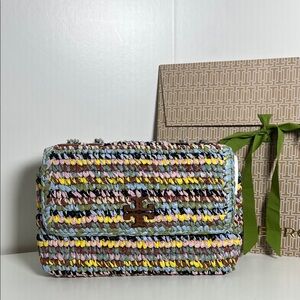 NWT Tory Burch Willa Raffia Small Shoulder Bag
